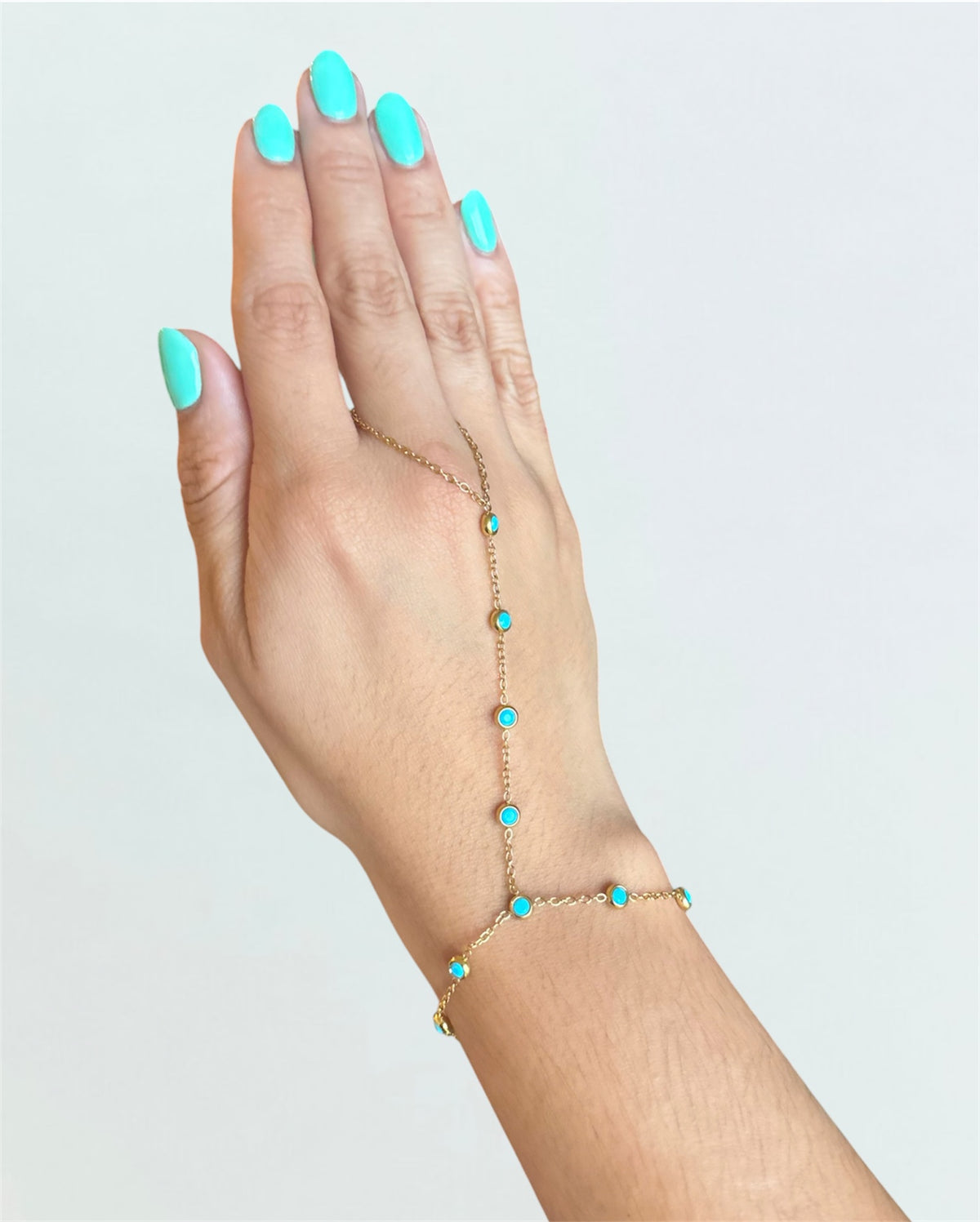 Aqua Hand Chain Bracelet SS