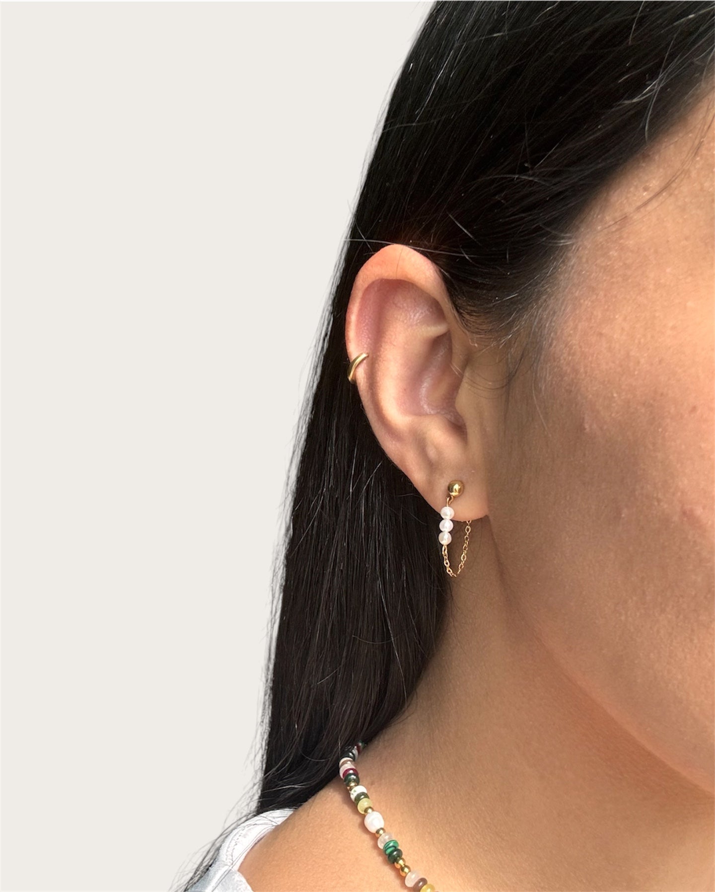 Perlita Chain Stud Earring SS