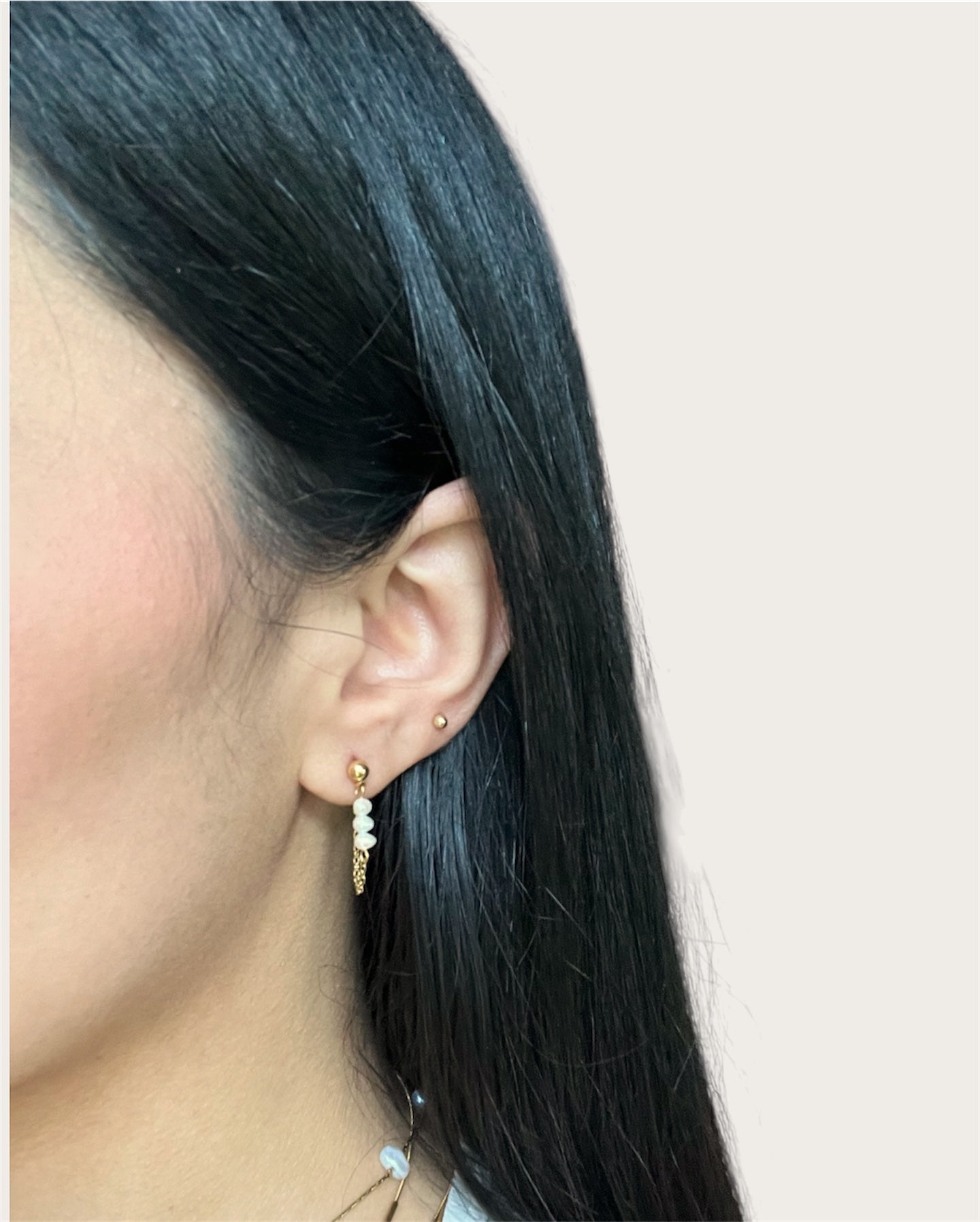 Perlita Chain Stud Earring SS