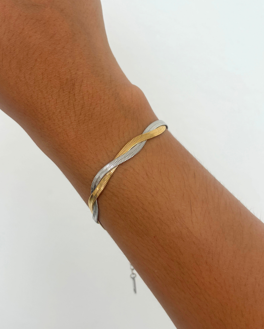 Two Tone Snake Bracelet SS